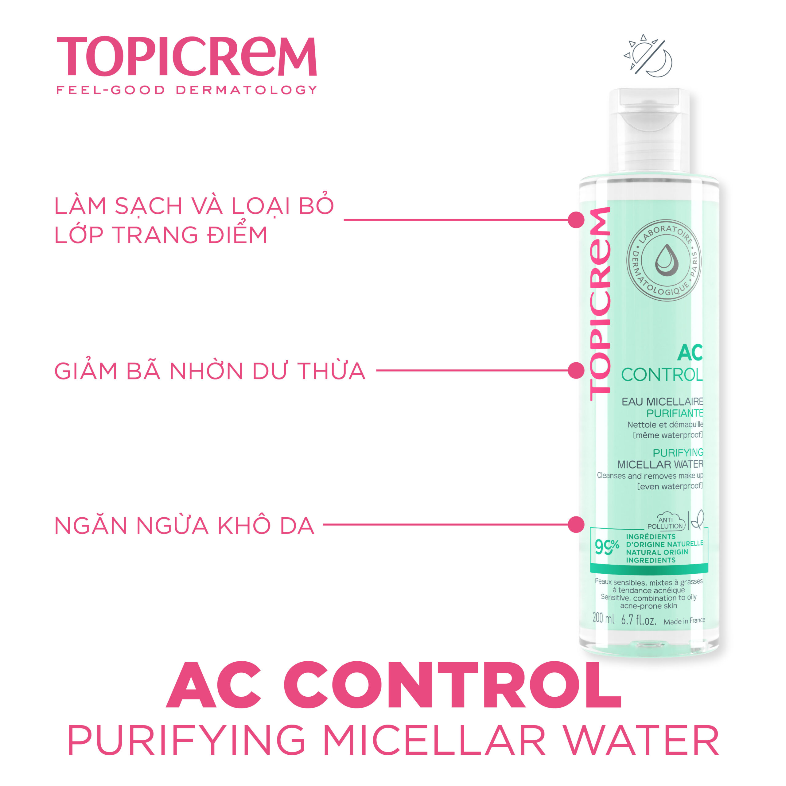 Top nước tẩy trang da mụn nhạy cảm có thể sử dụng