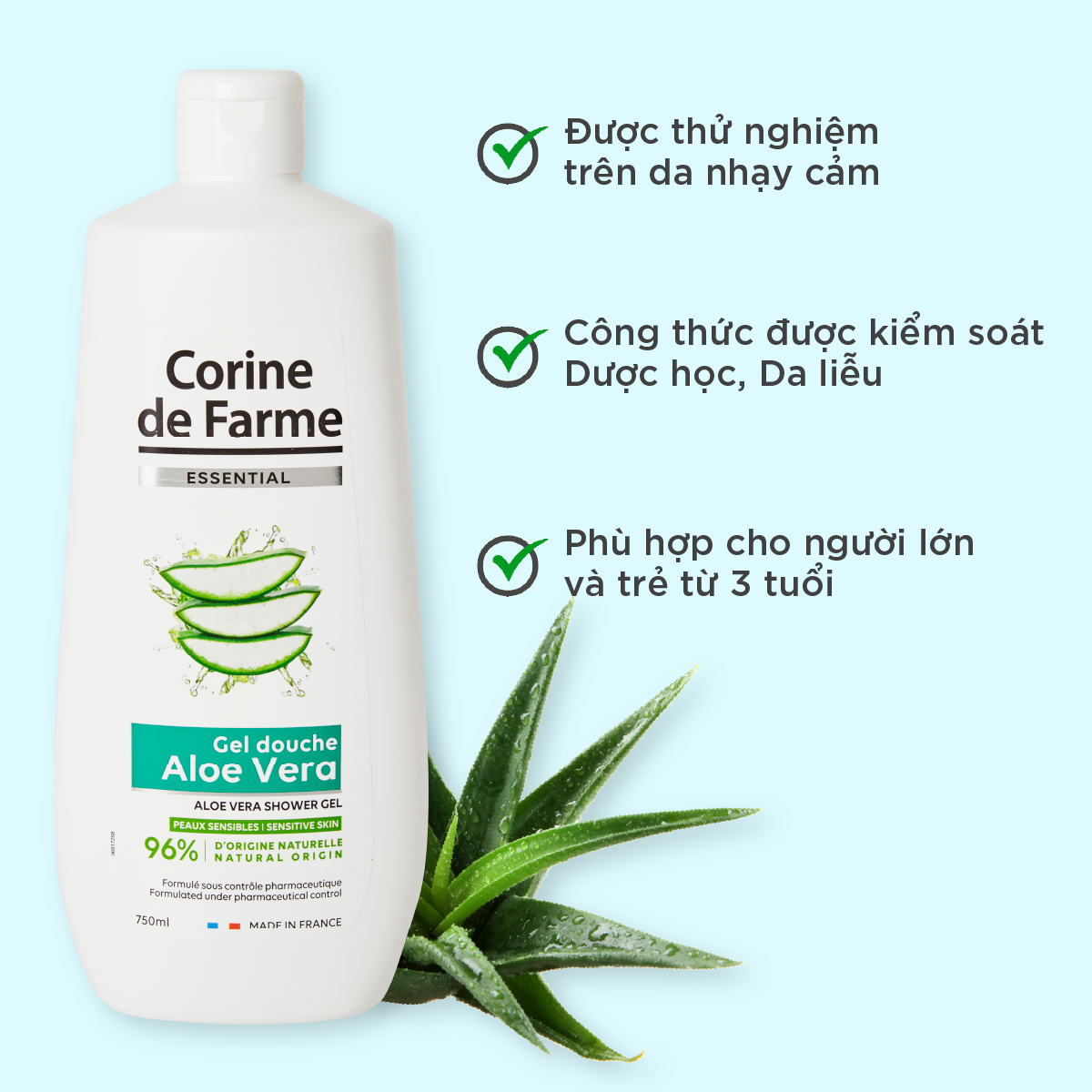 Corine de Farme Essential Aloe Vera Shower Gel 750ml