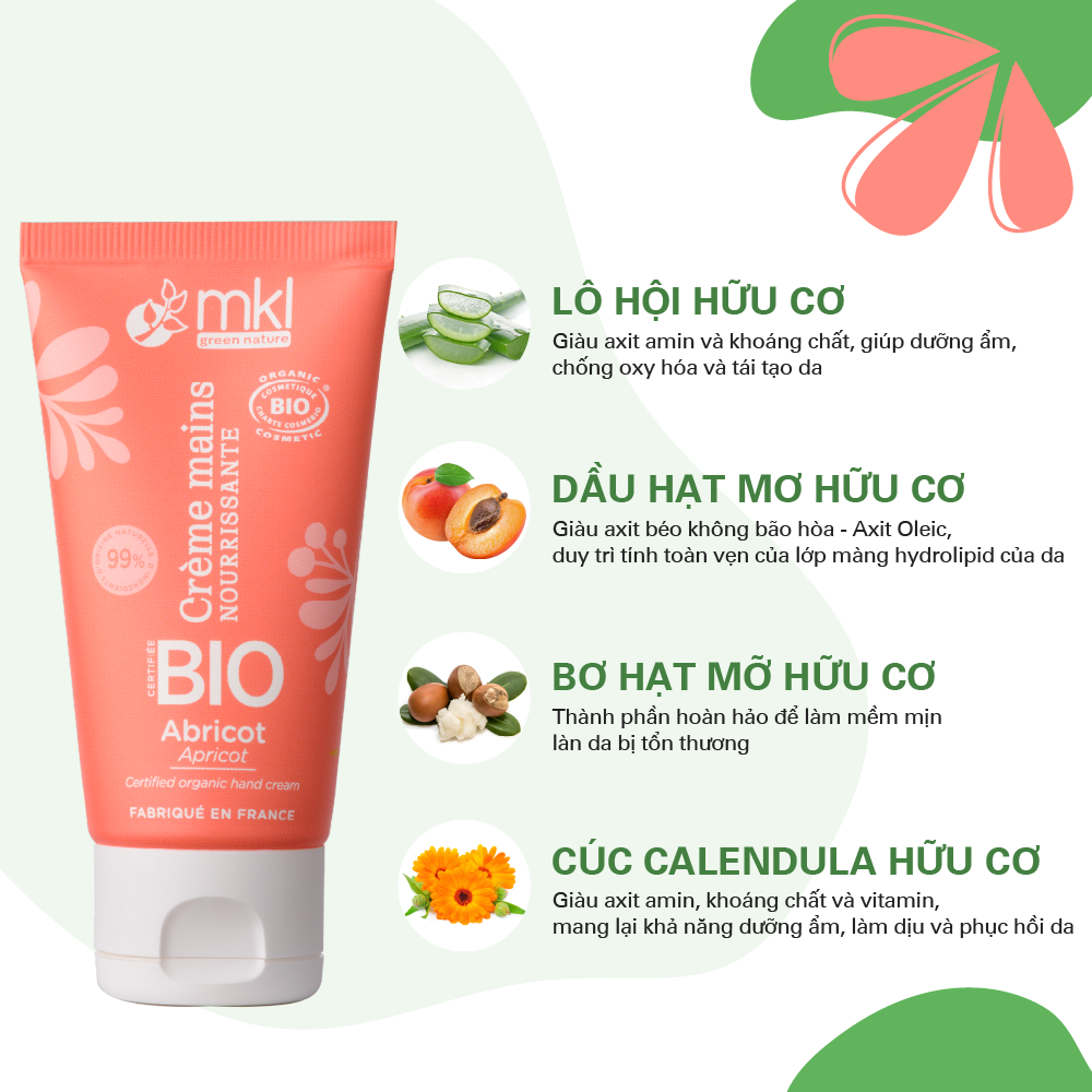 MKL Certified Organic Hand Cream Apricot 50ml