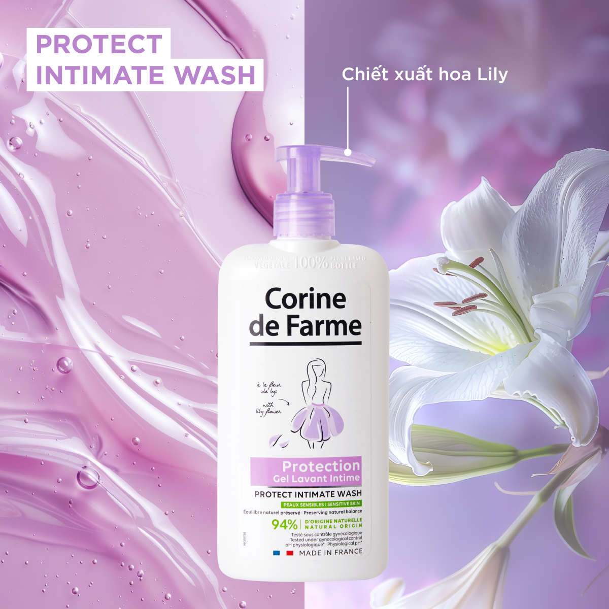 Dung dịch vệ sinh Corine de Farme Protect Intimate Wash