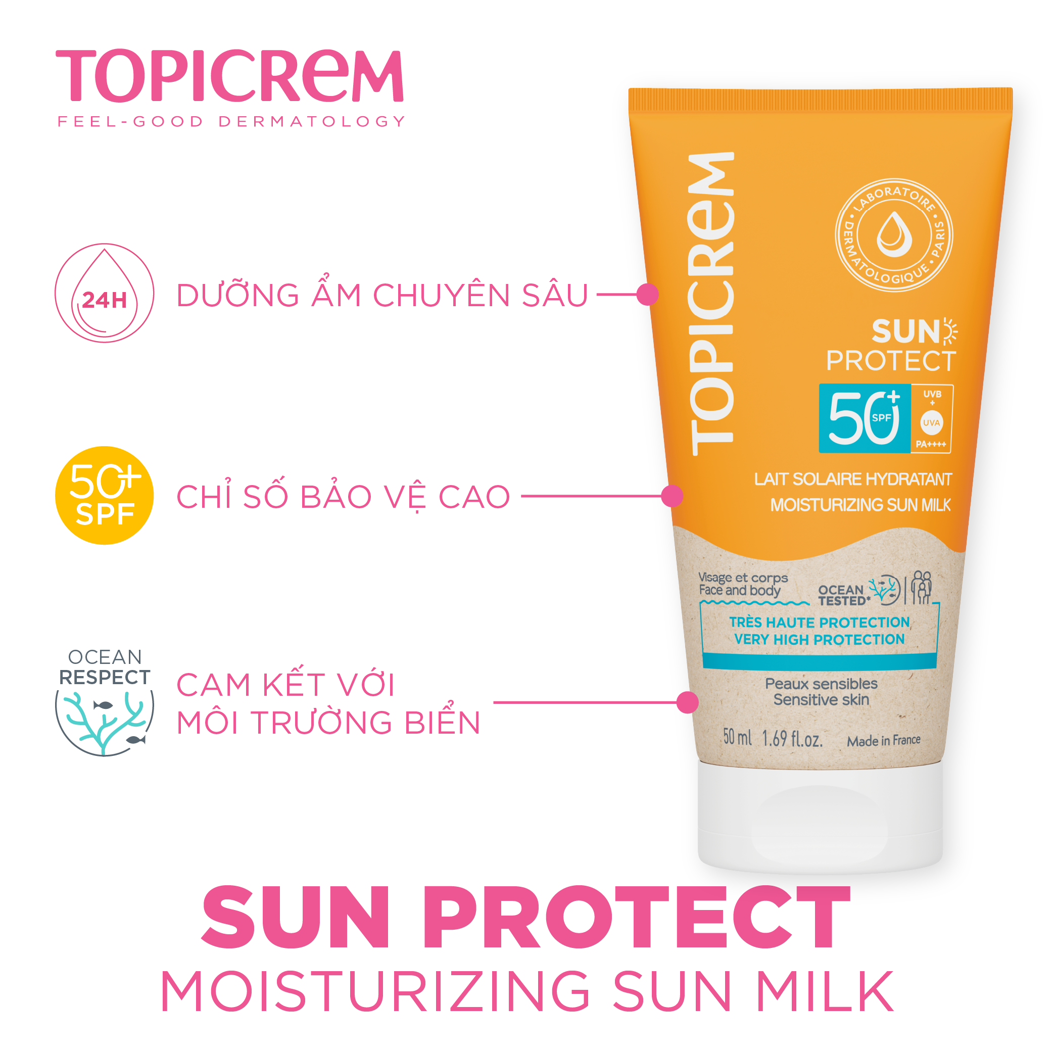 Topicrem SUN PROTECT Moisturizing Sun Milk SPF50+ 50ml