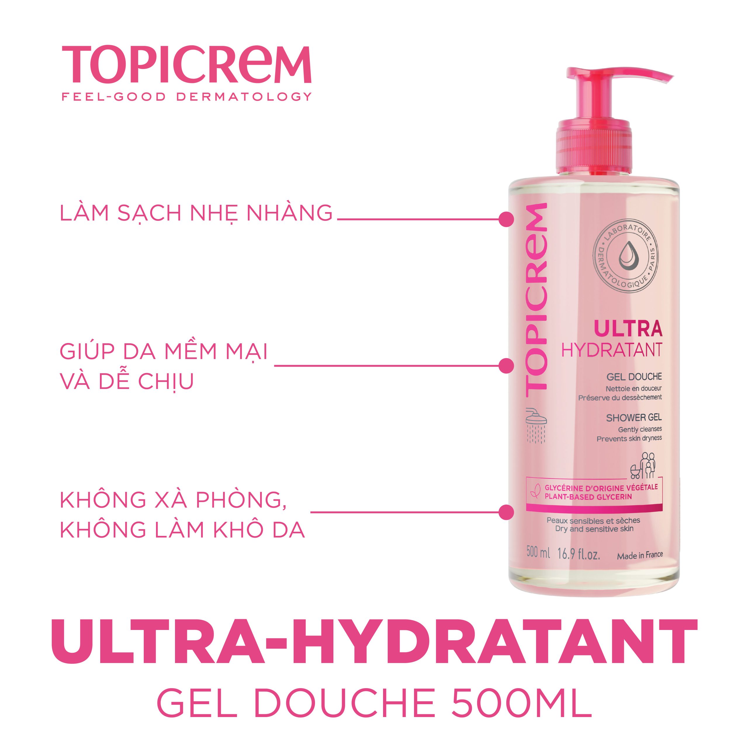 Topicrem ULTRA HYDRATANT Gel Douche 500ml