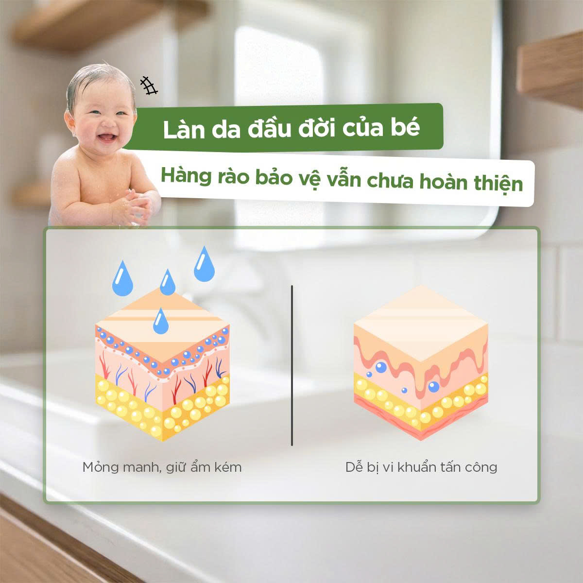 Nền tảng bảo vệ làn da đầu đời cho bé